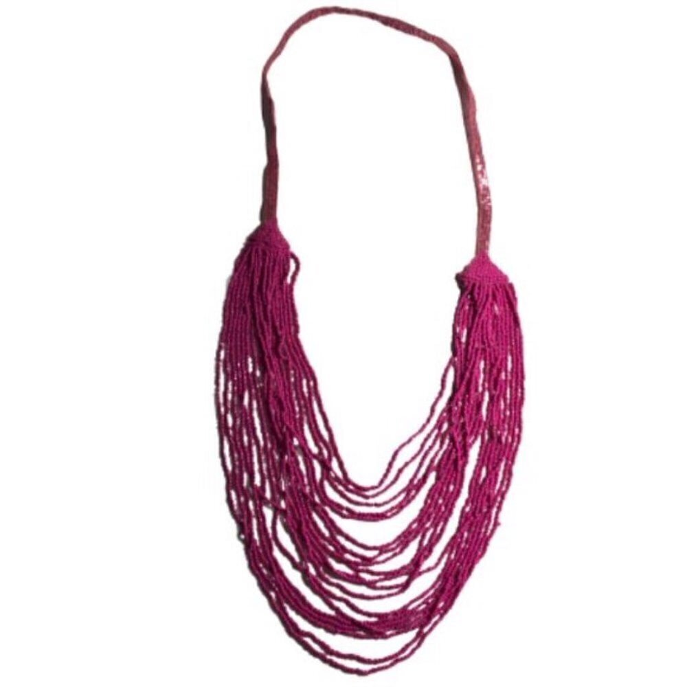 BaubleBar Long Tier Hot Pink Beaded Necklace - Picture 2 of 5